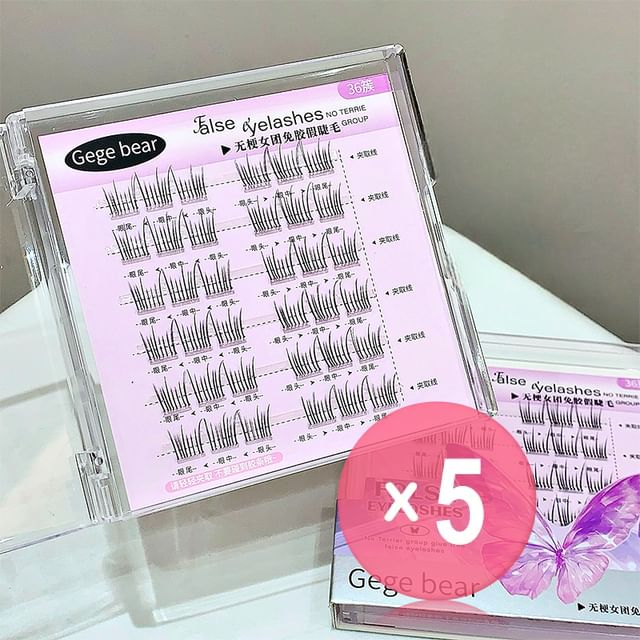 Gege Bear-No Terrier Glue Free False Eyelashes - Group 5pcs Bundle Set
