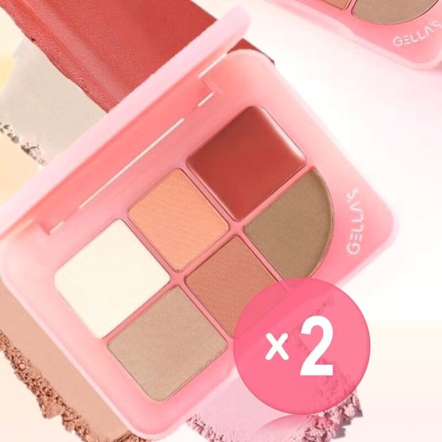GELLA-S-6 Colors Multi Function Palette - H02 Chestnut 2pcs Bundle Set