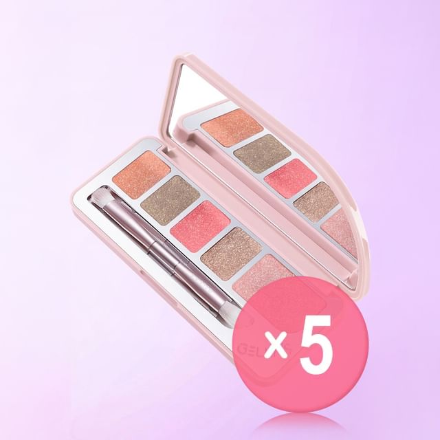 GELLA-S-Single-pan Shimmer Eyeshadow Blush Palette - 2 Types 5pcs Bundle Set