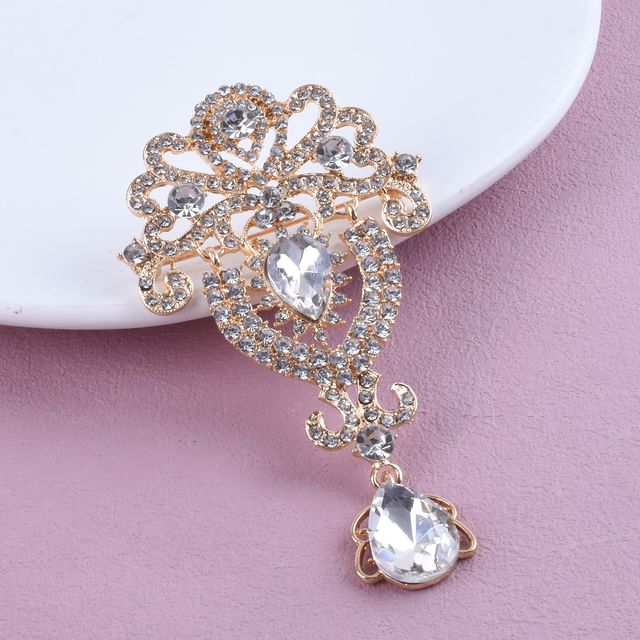 Gemsha-CZ Drop Shape Brooch