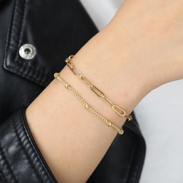 Gemsha-Layered Chain Link Bracelet