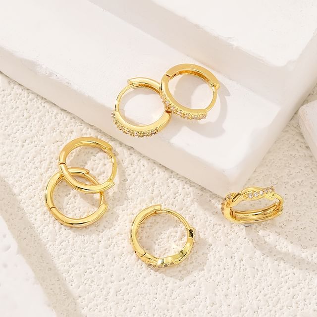 Gemsha-Rhinestone Alloy Hoop Earring