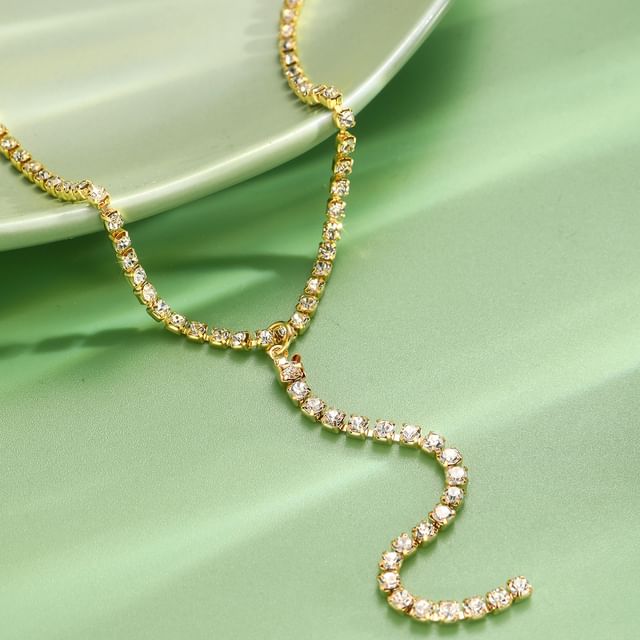Gemsha-Rhinestone Lariat Necklace