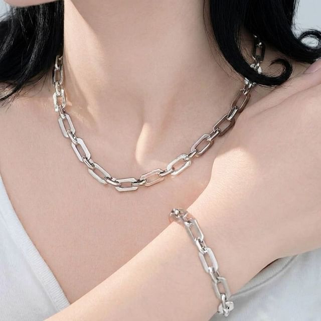 Gemsha-Set Chunky Chain Necklace Bracelet