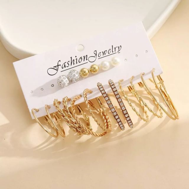 Gemsha-Set Hoop Earring Stud Earring