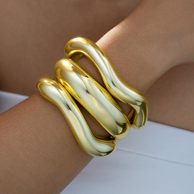 Gemsha-Set of 3 Chunky Open Bangle