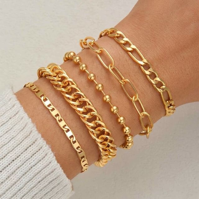 Gemsha-Set of 5 Chain Bracelet