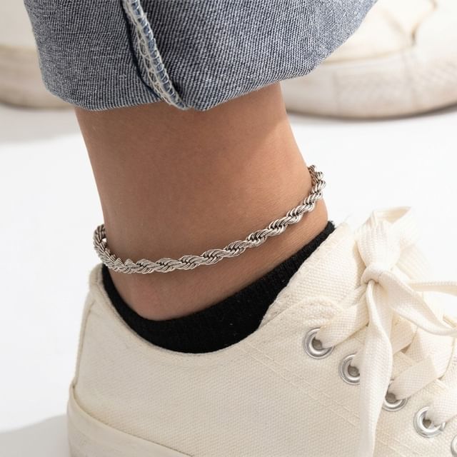 Gemsha-Stainless Steel Twisted Anklet