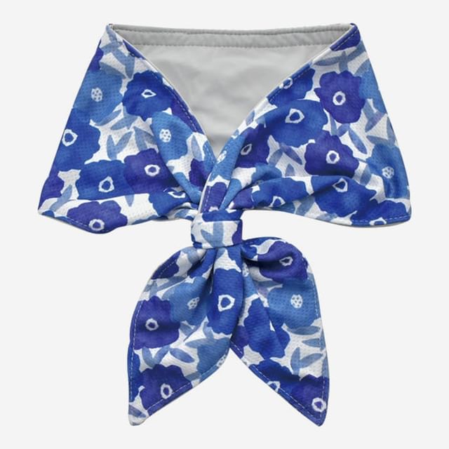 GENDAI HYAKKA-Fleur Pattern Cooling Scarf Blue