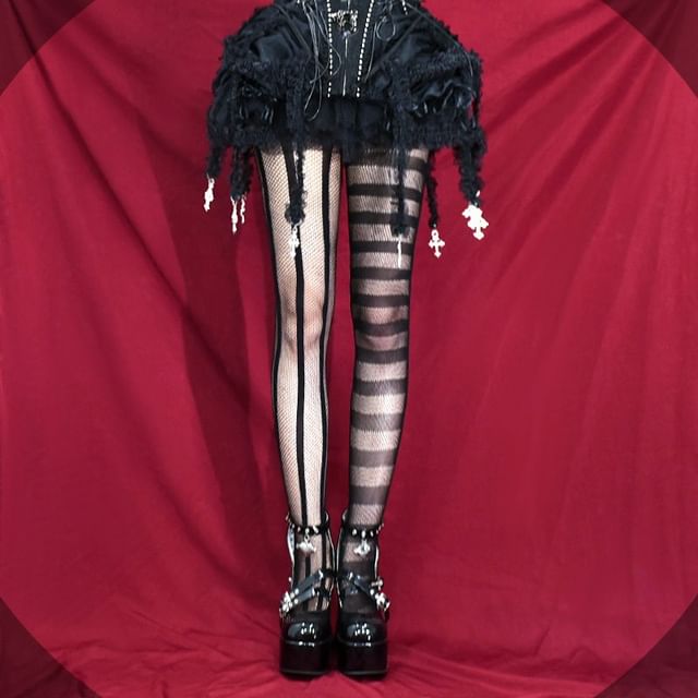 Gentiana-Asymmetrical Fishnet Tights