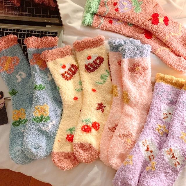 Gentiana-Jacquard Fleece Socks
