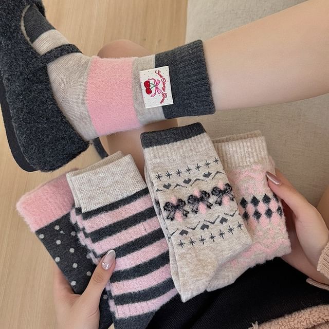 Gentiana-Jacquard Fleece Socks