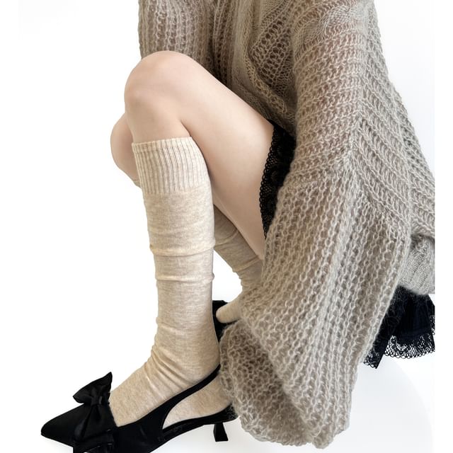 Gentiana-Knee-High Ribbed Knit Socks