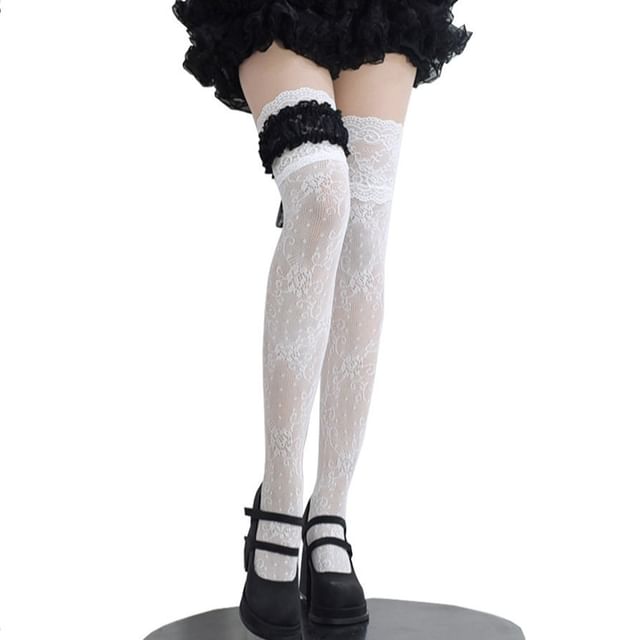 Gentiana-Lace Over the Knee Socks