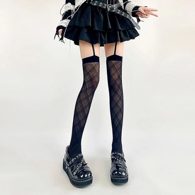 Gentiana-Plaid Stockings