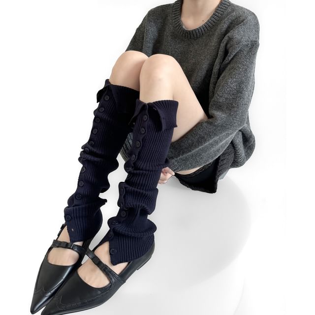 Gentiana-Plain Over the Knee Socks