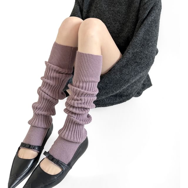 Gentiana-Plain Ribbed Knit Leg Warmers