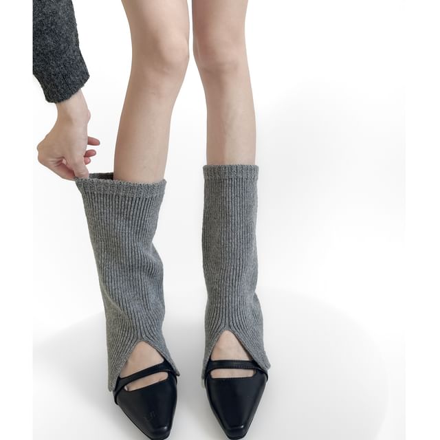 Gentiana-Plain Ribbed Knit Leg Warmers