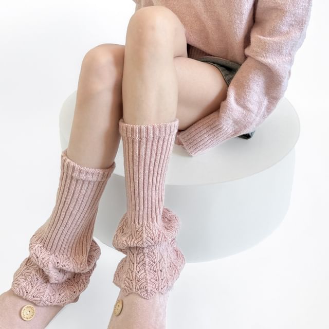 Gentiana-Plain Ribbed Knit Leg Warmers