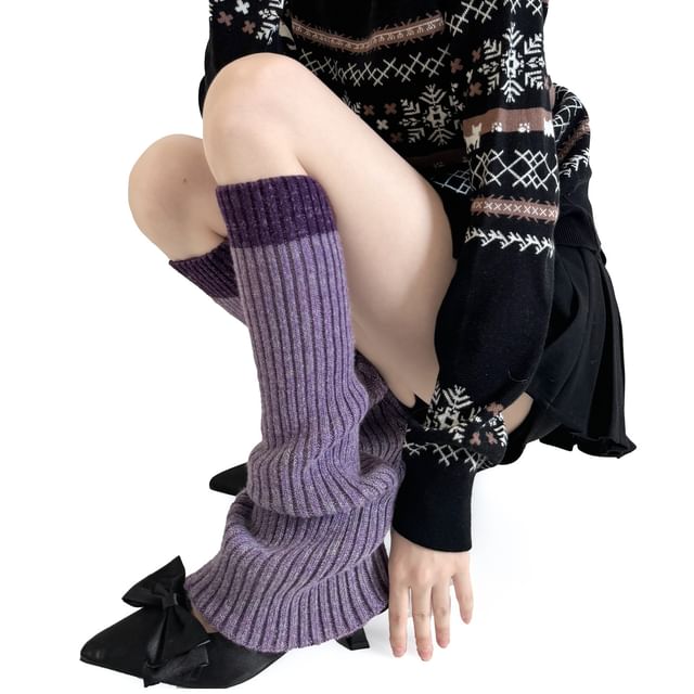 Gentiana-Ribbed Knit Leg Warmers