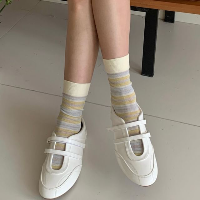 Gentiana-Striped Crew Socks