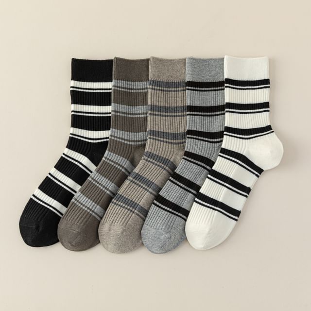 Gentiana-Striped Ribbed Socks
