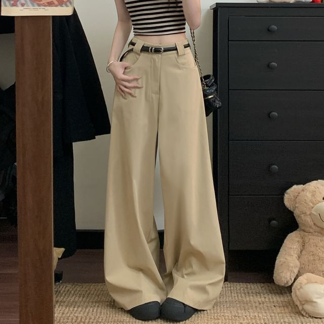 Gilmort-High Waist Plain Baggy Pants