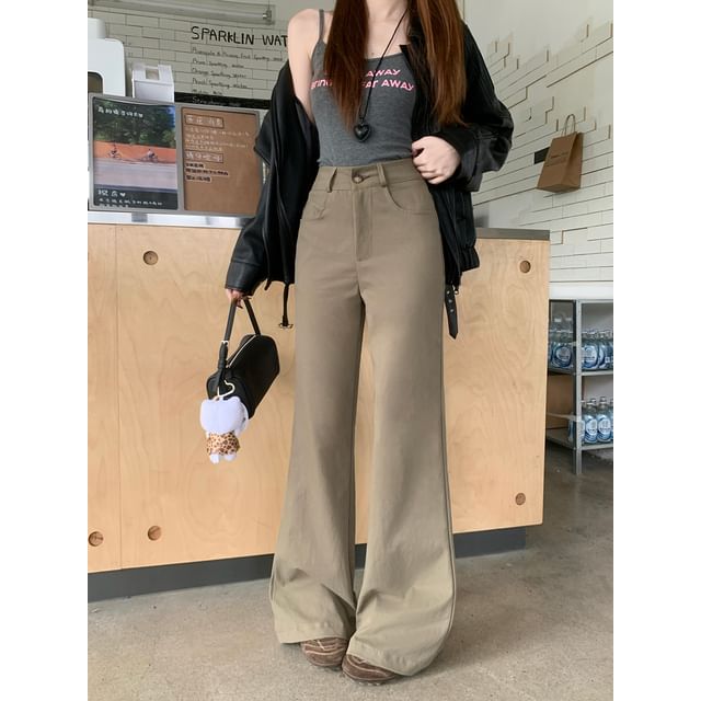 Gilmort-High Waist Plain Flared Pants