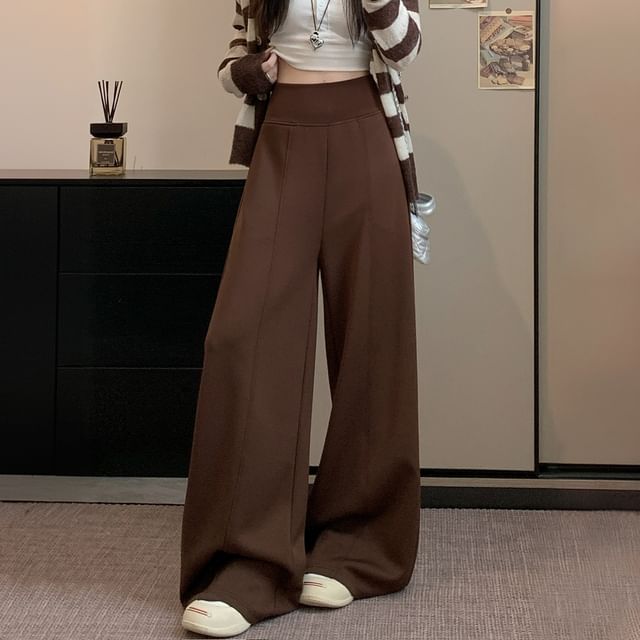 Gilmort-High Waist Plain Wide Leg Sweatpants