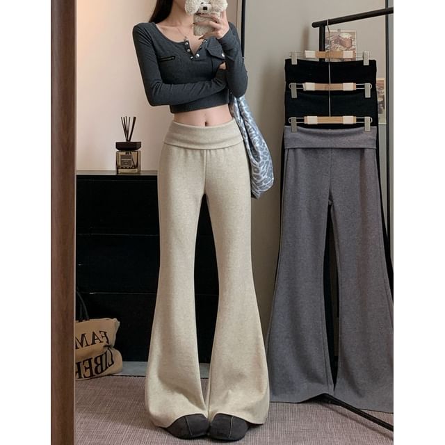 Gilmort-Mid Rise Plain Flared Sweatpants
