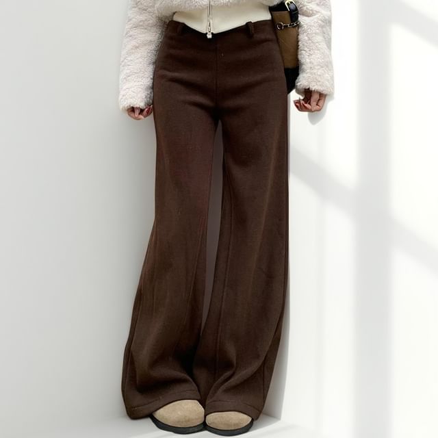 Gilmort-Mid Rise Plain Wide Leg Pants
