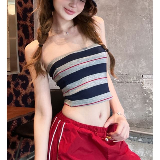 Gilmort-Striped Tube Top