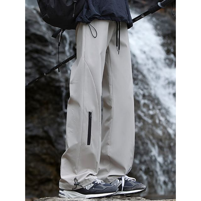 Giuliana-Drawstring Waist Plain Loose Fit Cargo Pants