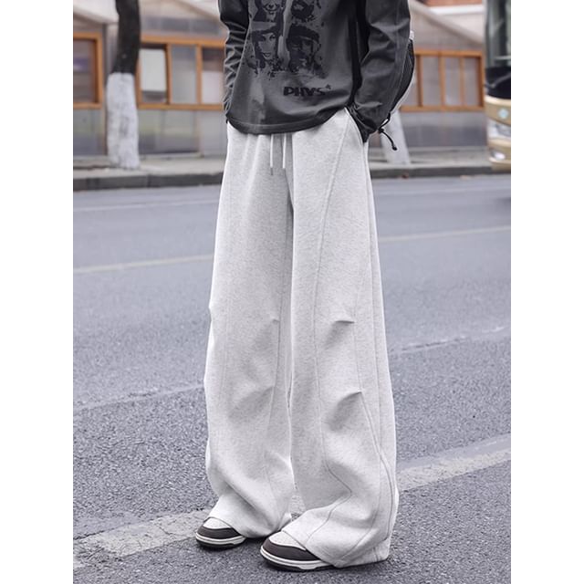 Giuliana-Drawstring Waist Plain Ruched Baggy Sweatpants