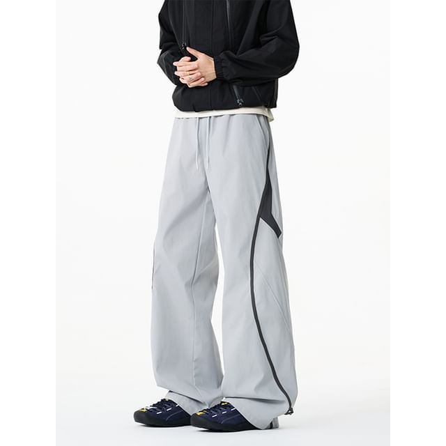 Giuliana-Drawstring Waist Two Tone Wide Leg Cargo Pants
