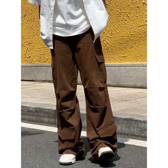 Giuliana-Mid Rise Plain Straight Leg Cargo Pants