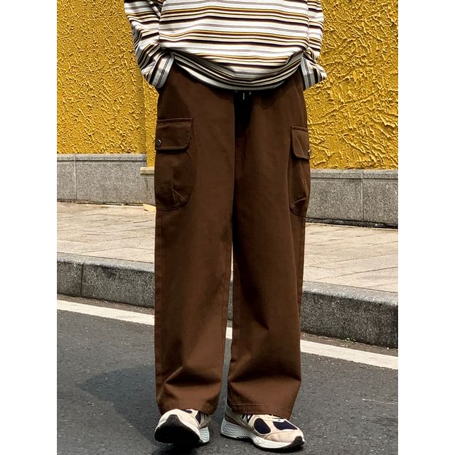 Giuliana-Mid Rise Plain Straight Leg Cargo Pants