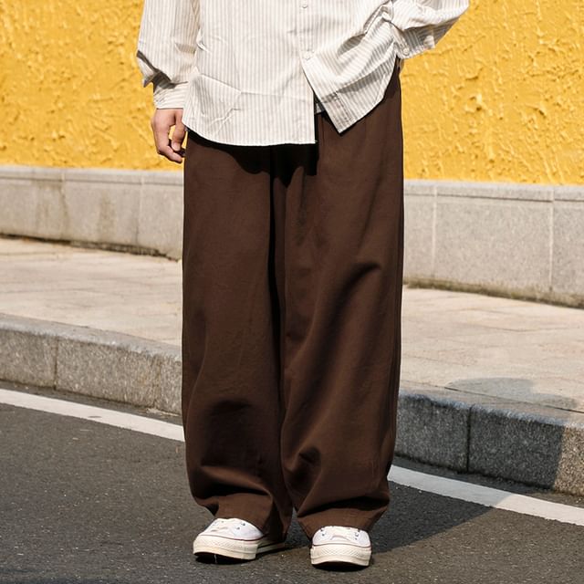 Giuliana-Mid Rise Plain Wide Leg Pants
