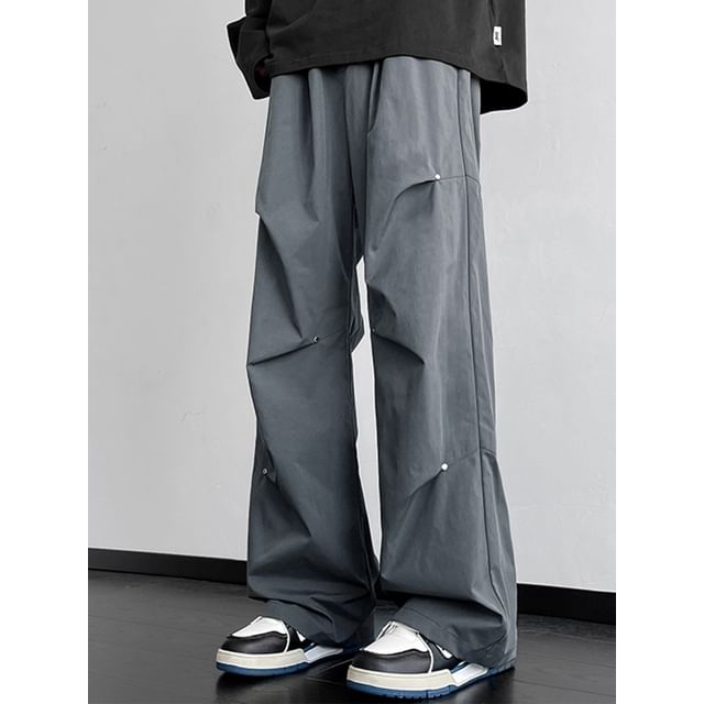 Giuliana-Mid Rise Plain Wide Leg Pants