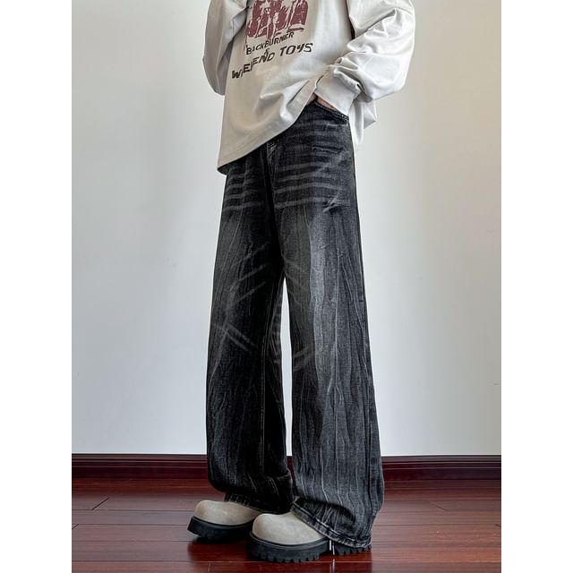 Giuliana-Mid Rise Washed Wide Leg Jeans