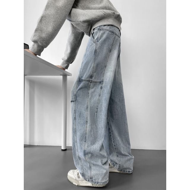 Giuliana-Mid Rise Washed Wide Leg Jeans