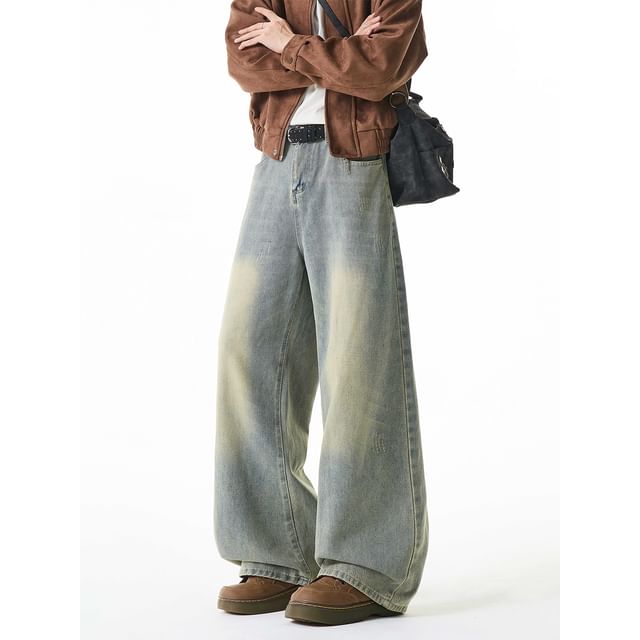 Giuliana-Mid Rise Washed Wide Leg Jeans