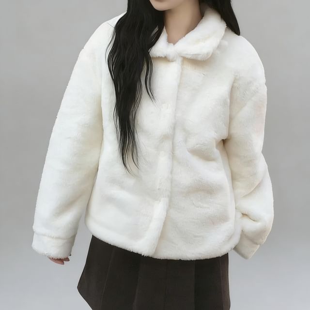 Glotto-Collared Fleece Button-Up Jacket