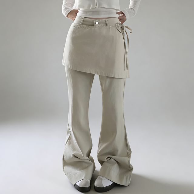 Glotto-Set Mid Rise Plain Flared Pants Mid Rise Mini Skirt