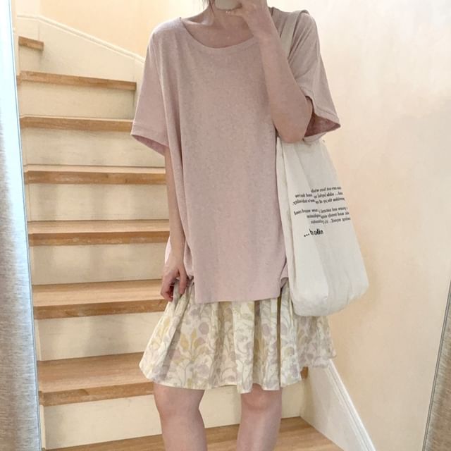 Glotto-Short-Sleeve Round Neck Plain T-Shirt