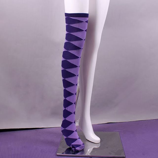 GOGO Girl-Argyle Over-the-Knee Socks