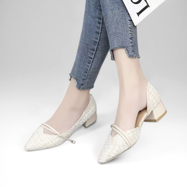 Gordong-Block Heel Tweed DOrsay Pumps