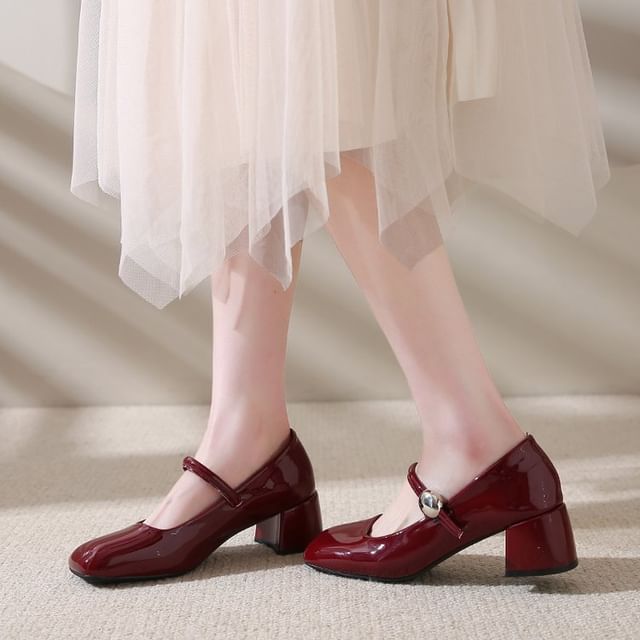 Gordong-Square Toe Chunky Heel Mary Jane Shoes