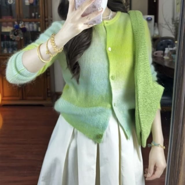 GOUB-Tie Dye Button-Up Cardigan