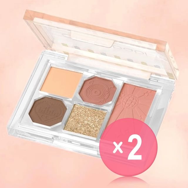 Gracebabi-2 in 1 Eyeshadow Cheek Palette - Light Brown 2pcs Bundle Set
